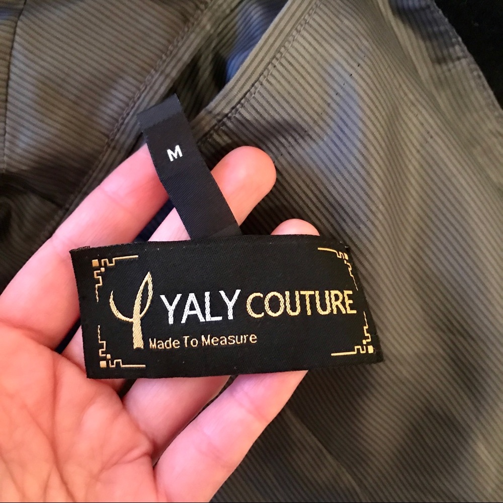 Custom Designed & Tailored Wool / Leather Coat, Size M - Picture 10 of 13